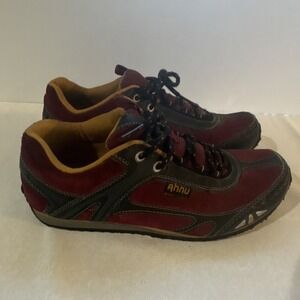 Ahnu Hayward Burgundy Black Yellow Low Top Athletic Sneakers women size 8